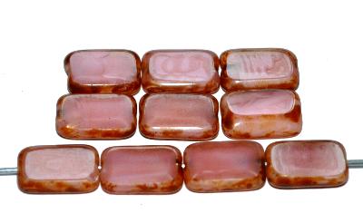 Glasperlen / Table Cut Beads
 geschliffen
 Perlettglas rosa mit picasso finish,
 hergestellt in Gablonz / Tschechien