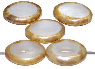 Glasperlen / Table Cut Beads geschliffen, Perlettglas silk mit picasso finish, hergestellt in Gablonz / Tschechien