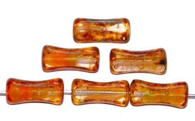 Glasperlen / Table Cut Beads geschliffen transp., Rand mit picasso finish, hergestellt in Gablonz Tschechien