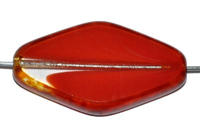 Glasperlen / Table Cut Beads, Raute, geschliffen
 rot kristall transp., Rand mit picasso finish,
 hergestellt in Gablonz Tschechien