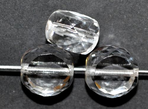 Glasperlen / Table Cut Beads
 geschliffen, Rand mit Facettenschliff ,
 kristall,
 hergestellt in Gablonz / Tschechien