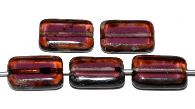 Glasperlen / Table Cut Beads geschliffen
 violett transp. mit picasso finish,
 hergestellt in Gablonz / Tschechien
