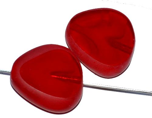 Glasperlen / Table Cut Beads
 geschliffen, Alabasterglas rot Rand mattiert (frostet),
 hergestellt in Gablonz / Tschechien