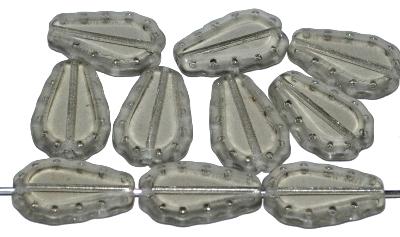 Glasperlen / Table Cut Beads
 geschliffen,
 blackdiamond transp. Rand mattiert (frostet),
 nach alten Vorlagen aus den 1930/40 Jahren neu in Gablonz / Tschechien gefertigt