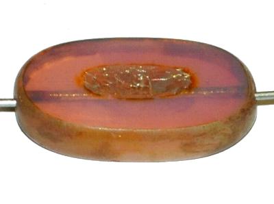 Glasperlen / Table Cut Beads geschliffen Opalglas rosa mit picasso finish, hergestellt in Gablonz / Tschechien