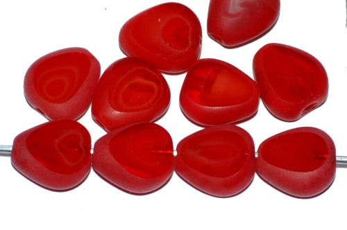 Glasperlen / Table Cut Beads
 geschliffen, Alabasterglas rot Rand mattiert (frostet),
 hergestellt in Gablonz / Tschechien