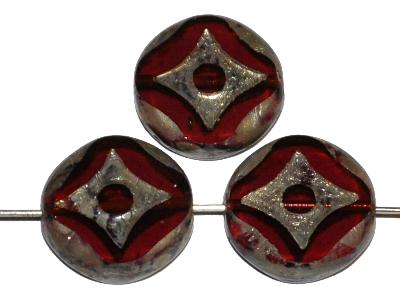 Glasperlen / Table Cut Beads
 geschliffen mit burning silver picasso finish, hergestellt in Gablonz / Tschechien