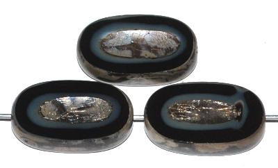 Glasperlen / Table Cut Beads
 geschliffen,
 blacksmoke opak mit picasso finish, hergestellt in Gablonz / Tschechien
