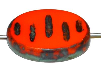 Glasperlen / Table Cut Beads geschliffen orange opak mit picasso finish, nach alten Vorlagen aus den 1930/40 Jahren in Gablonz / Tschechien neu gefertigt