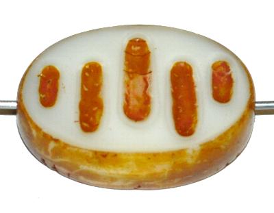 Glasperlen / Table Cut Beads geschliffen, Alabasterglas weiß mit picasso finish, nach alten Vorlagen aus den 1930/40 Jahren in Gablonz / Tschechien neu gefertigt