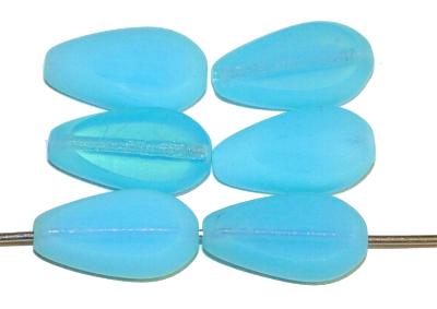 Glasperlen / Table Cut Beads
 geschliffen, Opalglas türkisblau
 Rand mattiert (frostet),
 hergestellt in Gablonz / Tschechien