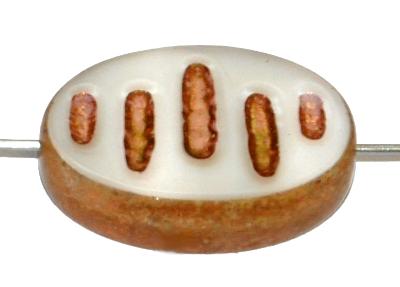 Glasperlen / Table Cut Beads geschliffen, Perlettglas weiß mit bronze finish, nach alten Vorlagen aus den 1930/40 Jahren in Gablonz / Tschechien neu gefertigt