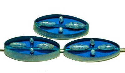 Glasperlen / Table Cut Beads
 geschliffen
 montanablau transp. Rand mattiert mit Silverlüster,
 hergestellt in Gablonz / Tschechien