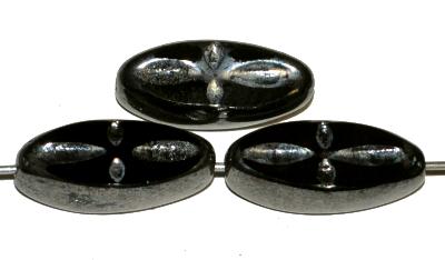 Glasperlen / Table Cut Beads
 geschliffen
 schwarz mit Silverlüster,
 hergestellt in Gablonz / Tschechien