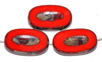 Glasperlen / Table Cut Beads
 geschliffen,
 rot opak mit picasso finish,
 hergestellt in Gablonz Tschechien