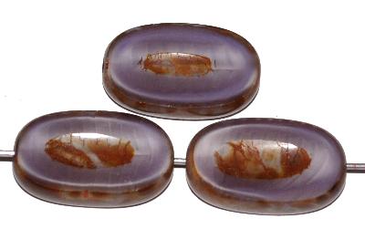 Glasperlen / Table Cut Beads
 geschliffen,
 Perlettglas violett mit picasso finish, hergestellt in Gablonz / Tschechien