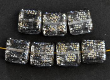 Glasperlen Quadrate kristall, mit metallic Ornamenten ( snake skin )