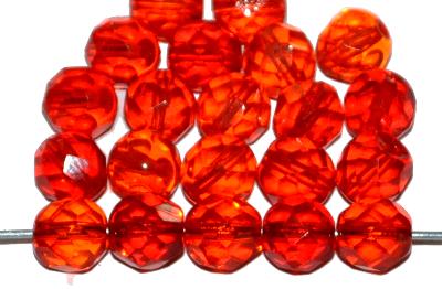 geschliffene Glasperlen, Farbmix orange rot transp., um 1920/30 in Gablonz/Böhmen hergestellt