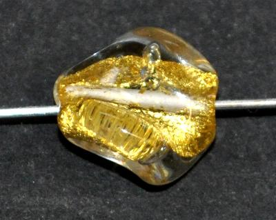 Glasperlen / Lampenperle, mit eingearbeitetem Blattgold, handgefertigt in einer kleinen Manufaktur bei Gablonz / Tschechien