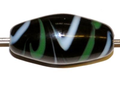 Glasperlen / Lampenperle, Olive, handgefertigt um 1960 in Gablonz Tschechien