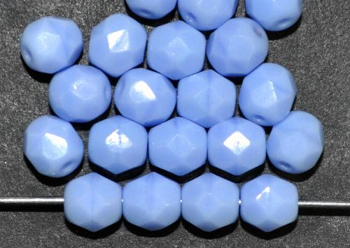 facettierte Glasperlen  dusty blue opak,  hergestellt in Gablonz / Tschechien
