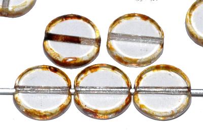 Glasperlen / Table Cut Beads Scheiben geschliffen  kristall Rand mit picasso finish, hergestellt in Gablonz Tschechien 