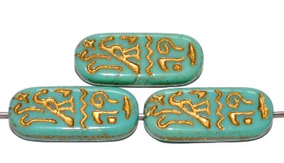 Antik style Glasperlen mit eingeprägten ägyptischen Hieroglyphen 