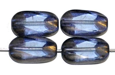 Glasperlen / Table Cut Beads geschliffen, aqua transp. mit light bronze finish, hergestellt in Gablonz Tschechien