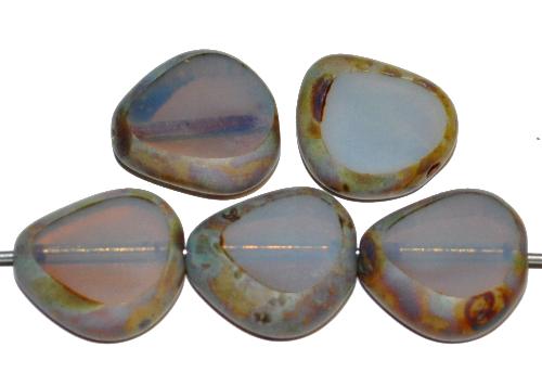 Glasperlen / Table Cut Beads
 geschliffen, Opalglas mit picasso finish,
 hergestellt in Gablonz Tschechien