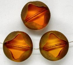 Glasperlen / Table Cut Beads
 geschliffen
 topas / bronze mattiert antik