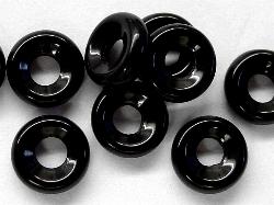 Glasperlen Ringe schwarz, hergestellt in Gablonz / Tschechien
