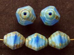 geschliffene Glasperlen
 Multi Cut Beads
 blau mit picasso finish