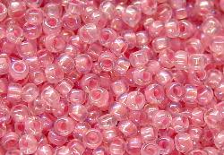 Rocailles  kristall mit Farbeinzug rosa mit AB