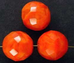facettierte Glasperlen Perlettglas orange, hergestellt in Gablonz / Tschechien