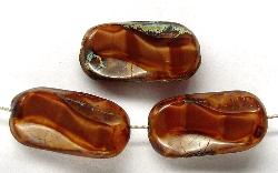 Glasperlen / Table Cut Beads
 geschliffen,
 Perlettglas braun mit picasso finish,
 hergestellt in Gablonz / Tschechien