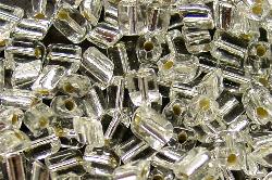 Glasperlen / cut pipes kristall mit Silbereinzug