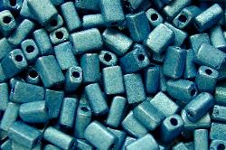 2 cut beads von Ornella Preciosa Tschechien / metallic blau mattiert