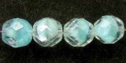 facettierte Glasperlen
 hellblau kristall mit lüster,
 hergestellt in Gablonz / Tschechien
