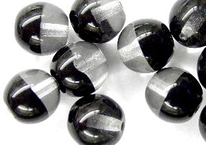 Glasperlen rund kristall schwarz, hergestellt in Gablonz / Tschechien