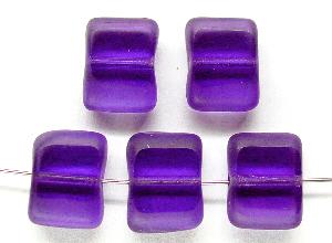 Glasperlen / Table Cut Beads
 geschliffen
 violett transp. Rand mattiert (frostet),
 hergestellt in Gablonz / Tschechien