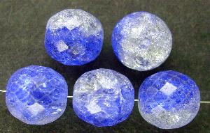 facettierte Glasperlen Crash beads  kristall blau