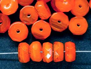 Scheibe orange meliert mit facettiertem Rand, hergestellt in Gablonz / Tschechien 