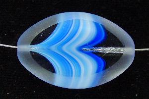 Glasperlen / Table Cut Beads
 geschliffen
 blau marmoriert Rand mattiert (frostet),
 hergestellt in Gablonz / Tschechien