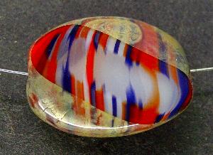 große Glasperle / Table Cut Bead
 geschliffen rot blau weiß mit picasso finish,
 hergestellt in Gablonz Tschechien