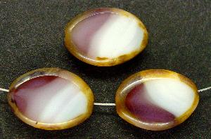 Glasperlen / weiß violett
 Table Cut Beads
 geschliffen,
 mit Travertin-Veredelung