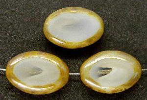 Glasperlen / silk kristall
 Table Cut Beads
 geschliffen,
 mit Travertin-Veredelung
