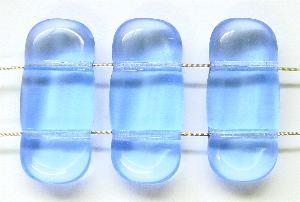 Glasperlen mit zwei Löchern aqua transp., hergestellt in Gablonz / Tschechien