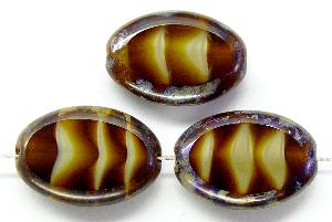 Glasperlen / Table Cut Beads
 geschliffen
 tigerauge mit Travertin-Veredelung