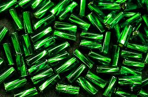 Glasstifte getwistet 
 grün mit Silbereinzug, 
 von Ornella Preciosa Tschechien hergestellt