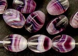 Glasperlen Olive  violett / kristall